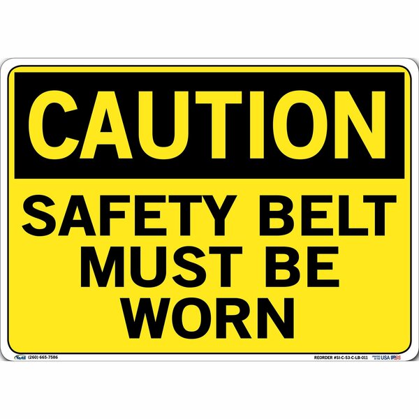 Vestil Sign, Caution, 14.5x10.5", Label/Decal, .01, SI-C-53-C-LB-011 SI-C-53-C-LB-011